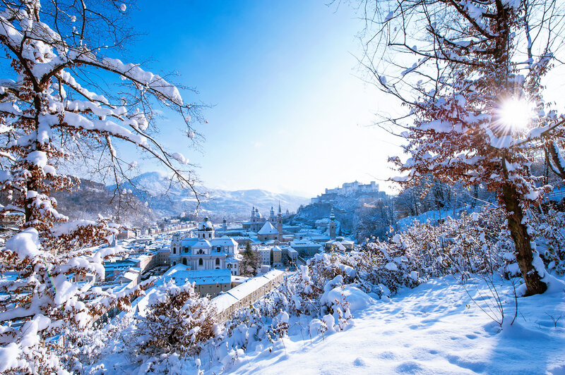 Snow-covered Town View — White, Serene
