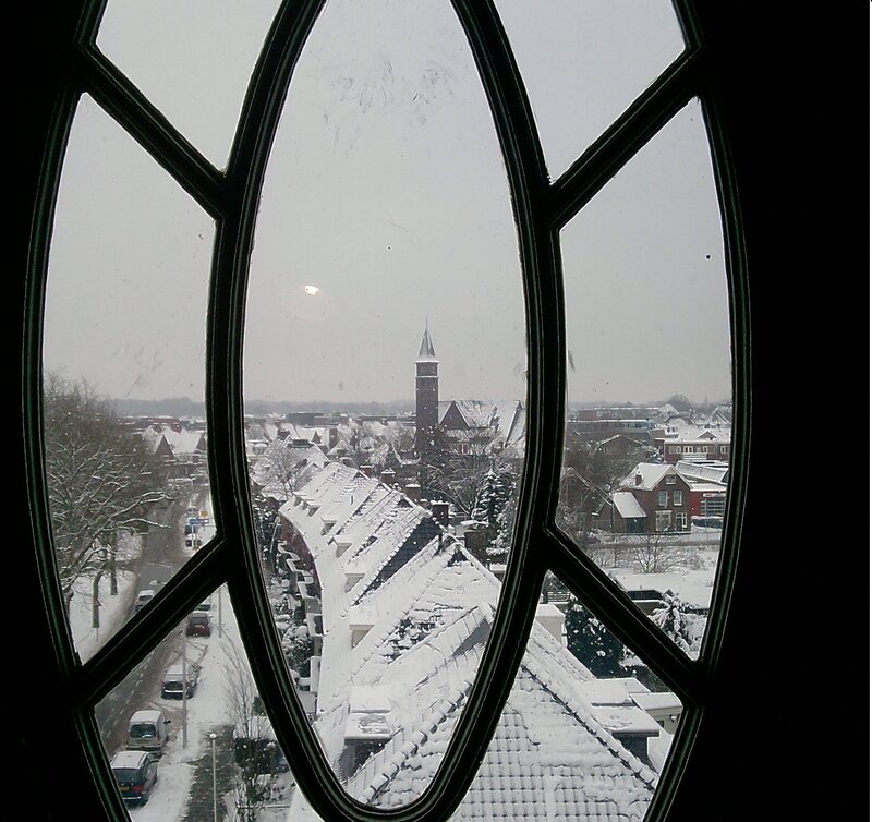 Snow-covered Town View — White