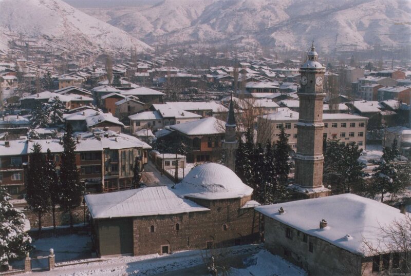 Snow-covered Town with Mosque