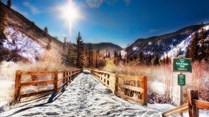 Snow-covered Trail in Mountains
