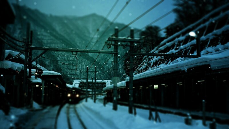 Snow-covered Train Station — Blue, Cold