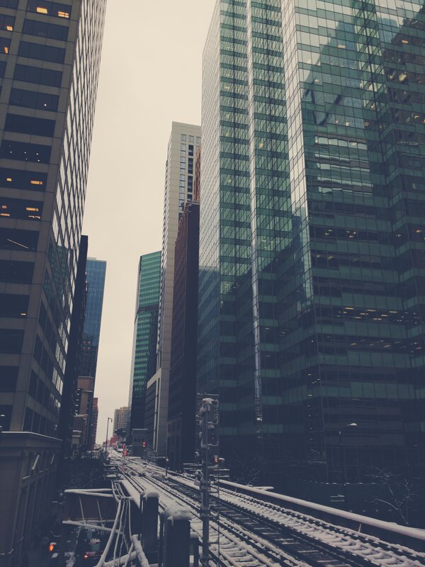 Snow-covered Train Tracks — Gray, Cold