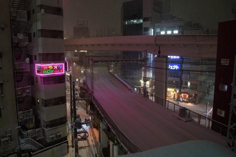 Snow-covered Train Tracks — Pink