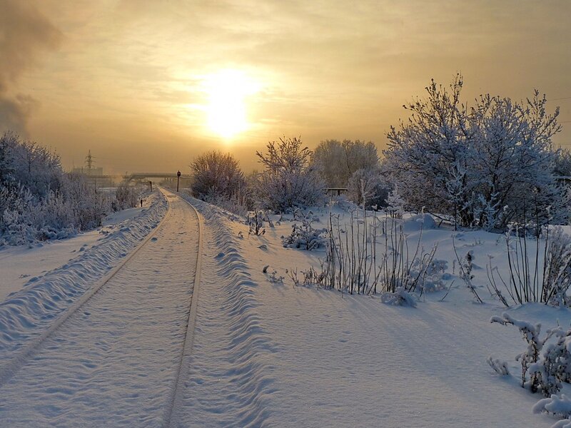 Snow-covered Train Tracks