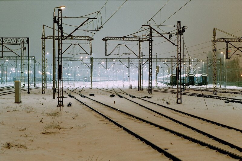 Snow-covered Train Tracks — White, Cold