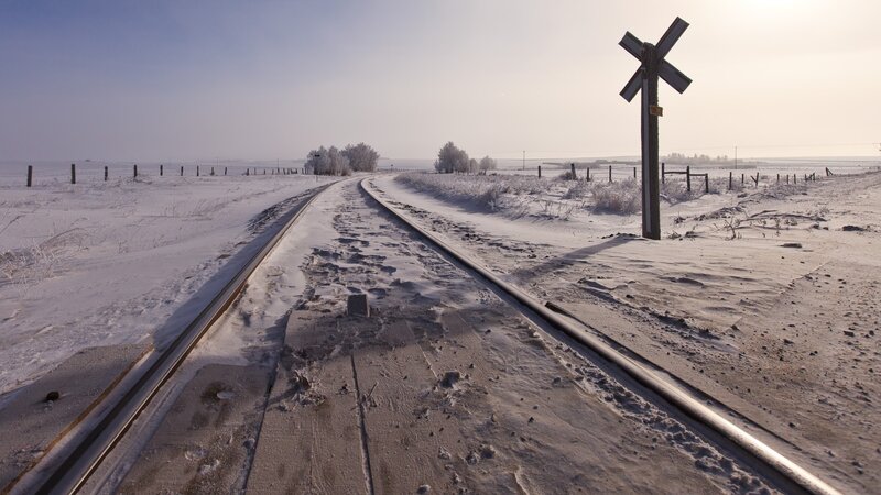 Snow-covered Train Tracks — White, Cold, Winter