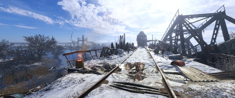 Snow-covered Train Tracks — White, Desolate