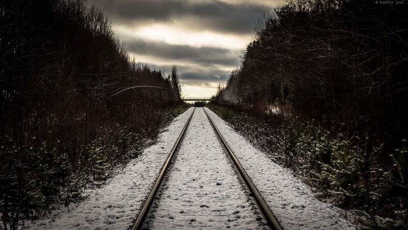 Snow-covered Train Tracks — White, Dramatic, Winter