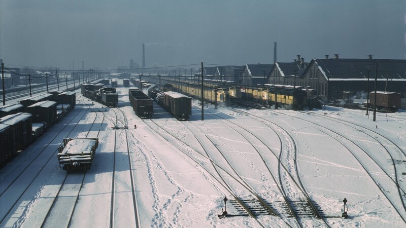 Snow-covered Train Yard — White