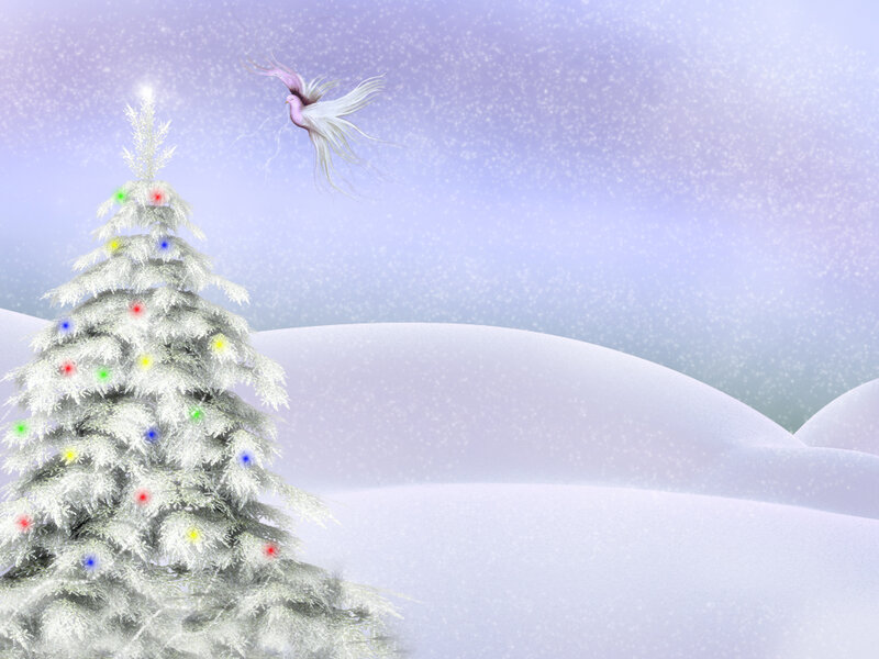 Snow-covered Tree with Bird