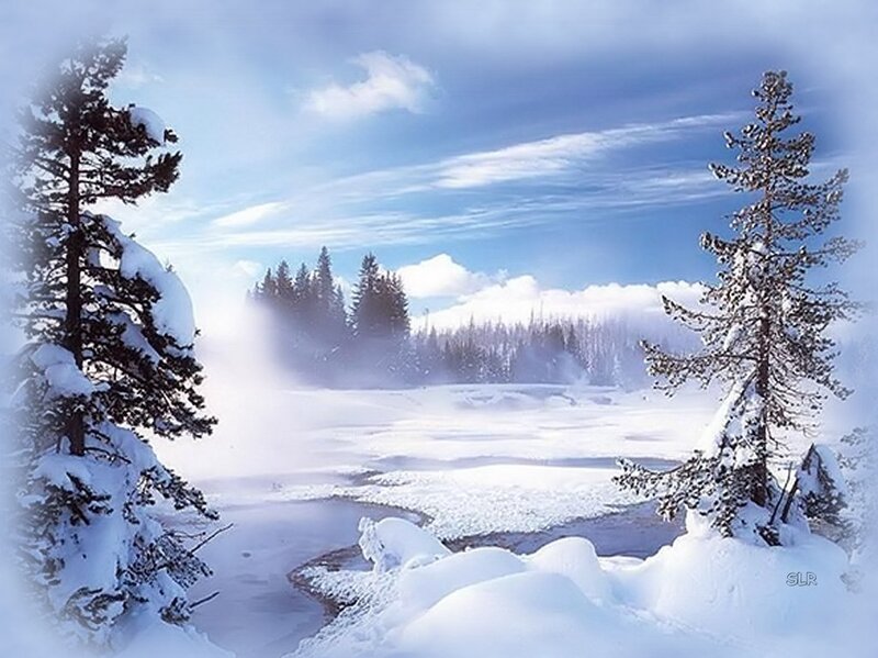 Snow-covered Trees and River