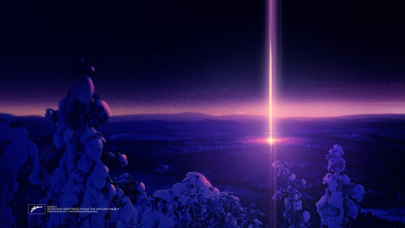 Snow-covered Trees at Night — Purple, Serene, Digital Art