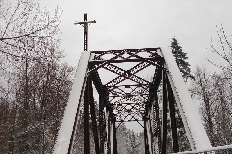 Snow-covered Truss Bridge