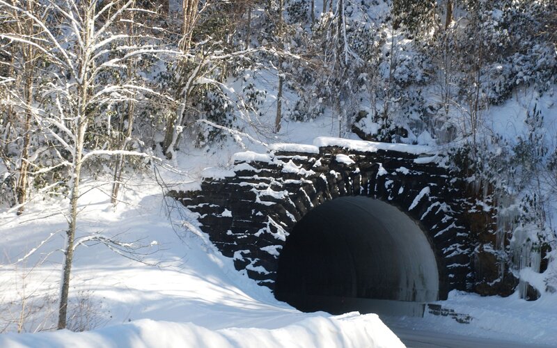 Snow-covered Tunnel — White, Cold, Winter