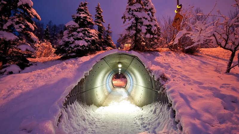 Snow-covered Tunnel — White
