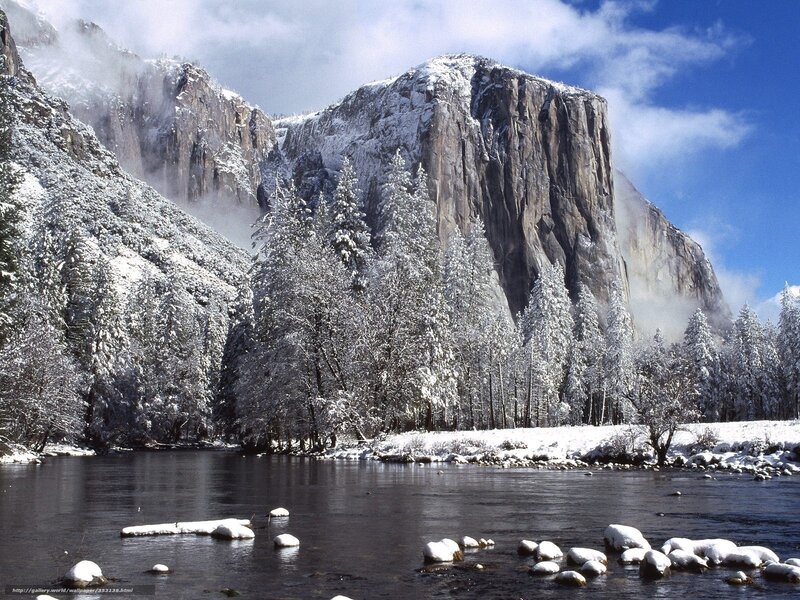 Snow-covered Valley — Blue, Serene, Winter, Photograph, Mountain