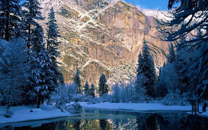 Snow-covered Valley — Blue, Serene, Winter, Photograph