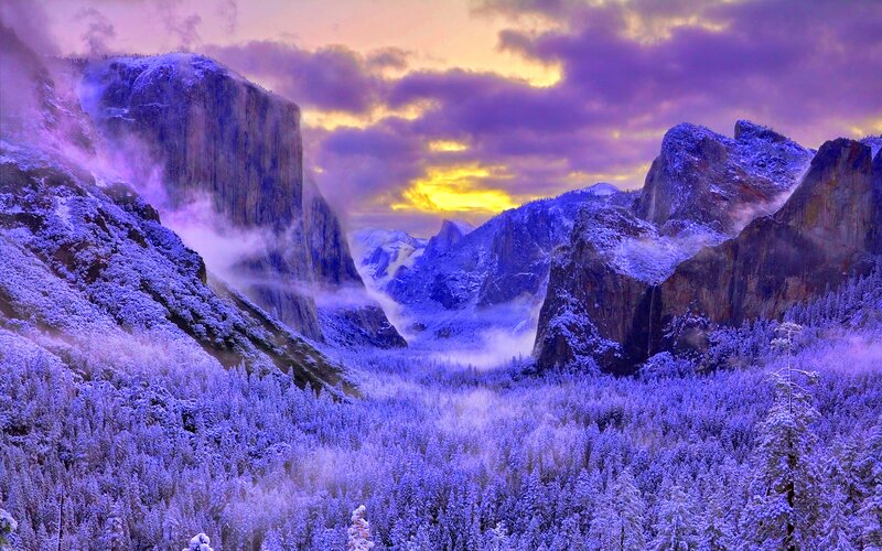 Snow-covered Valley — Purple, Dramatic