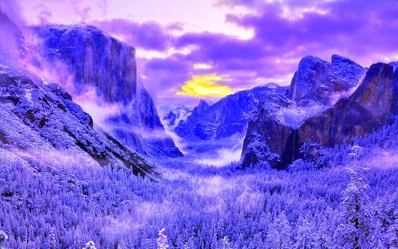 Snow-covered Valley — Purple, Dramatic, Winter, Photograph