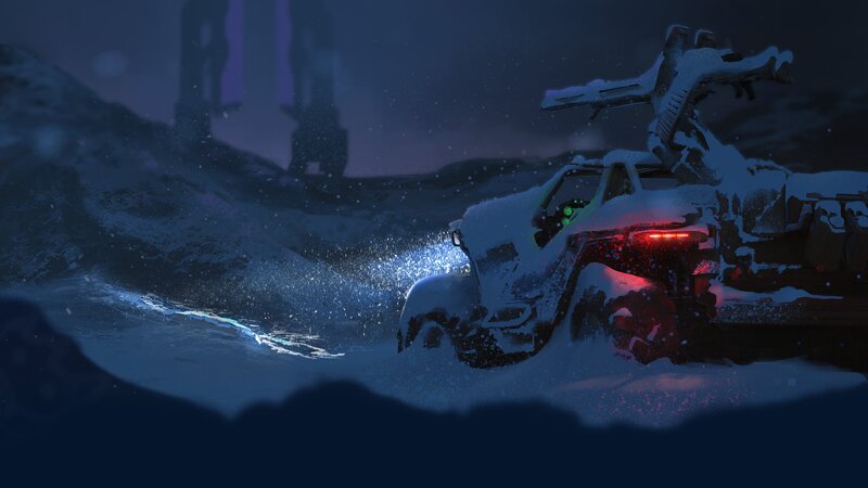 Snow-covered Vehicle — Blue