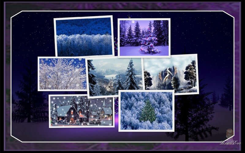 Snow-covered Village at Night — Purple, Serene
