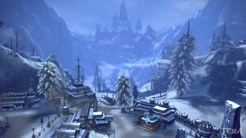 Snow-covered Village — Blue, Cold, Winter, 3d Render