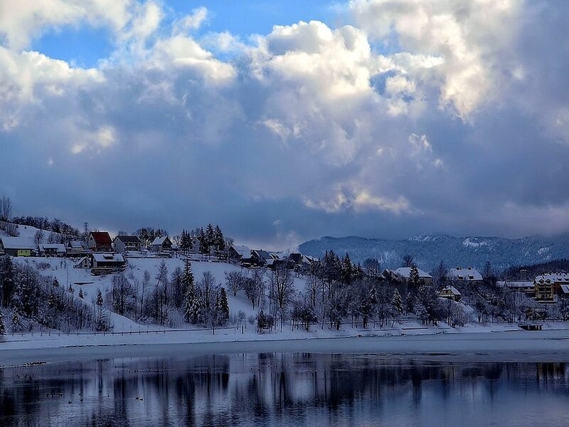 Snow-covered Village — Blue, Dramatic