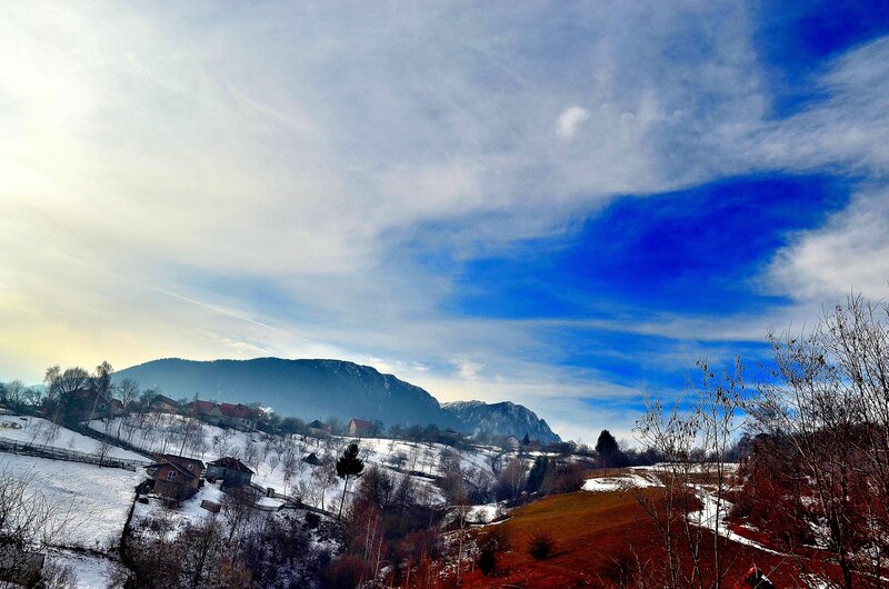Snow-covered Village — Blue, Dramatic, Winter, Photograph