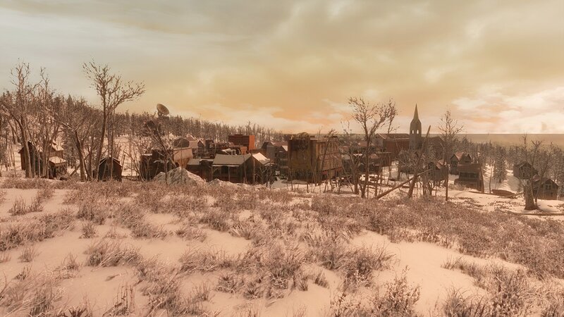 Snow-covered Village — Brown, Desolate, Winter