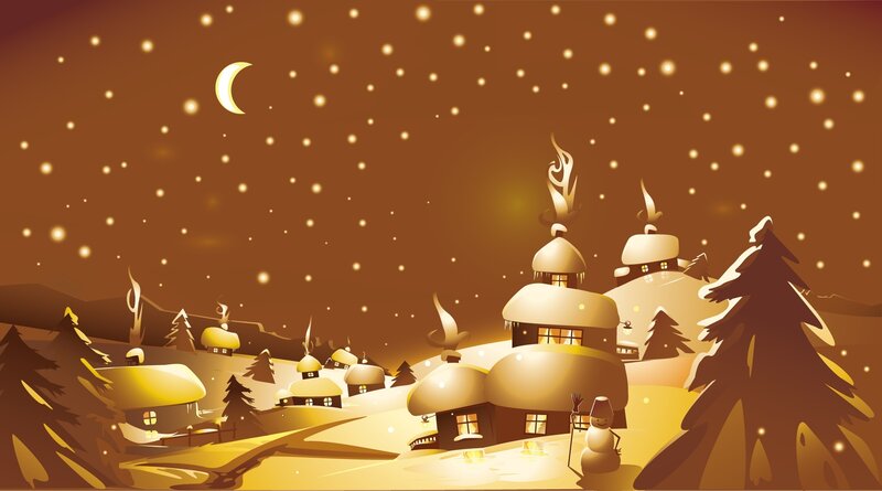 Snow-covered Village — Brown