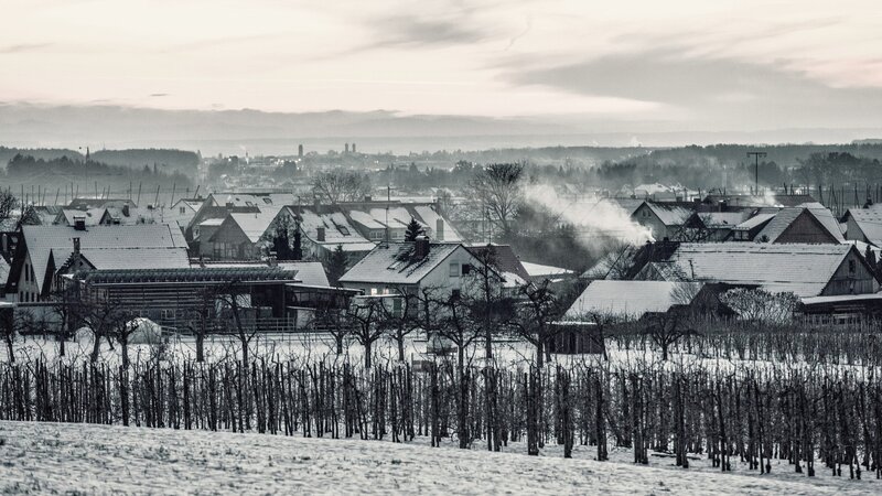 Snow-covered Village — Gray