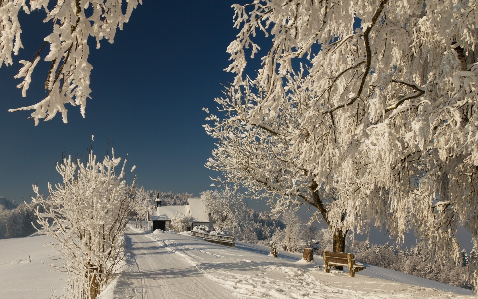 Snow-covered village in winter