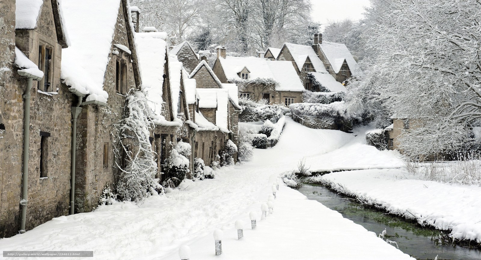 Snow-covered village in winter