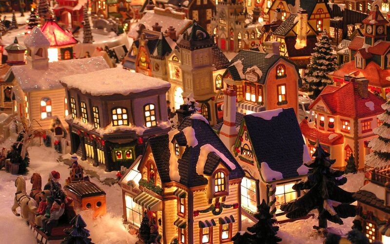 Snow-covered Village Model