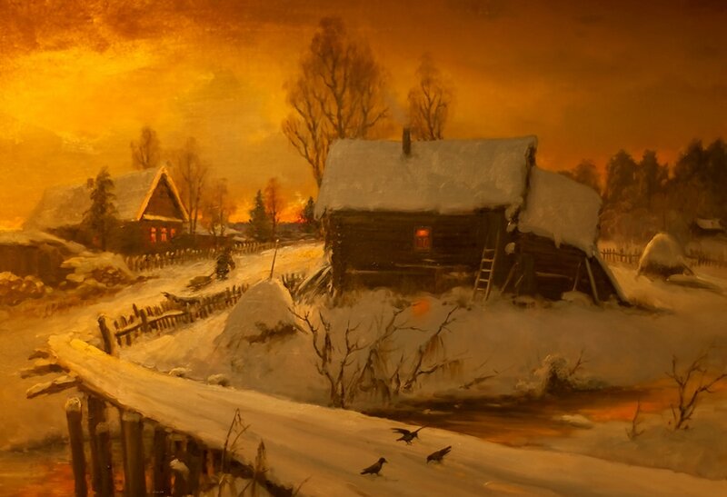 Snow-covered Village — Orange, Dramatic