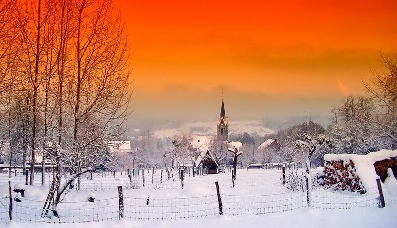 Snow-covered Village — Orange, Serene