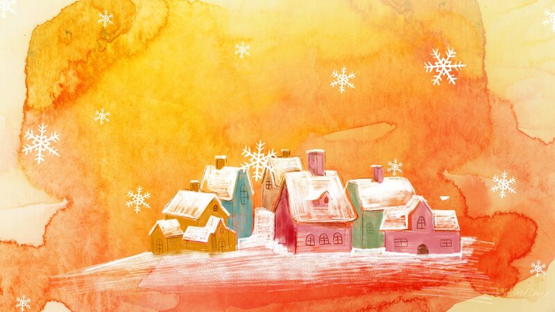 Snow-covered Village — Orange