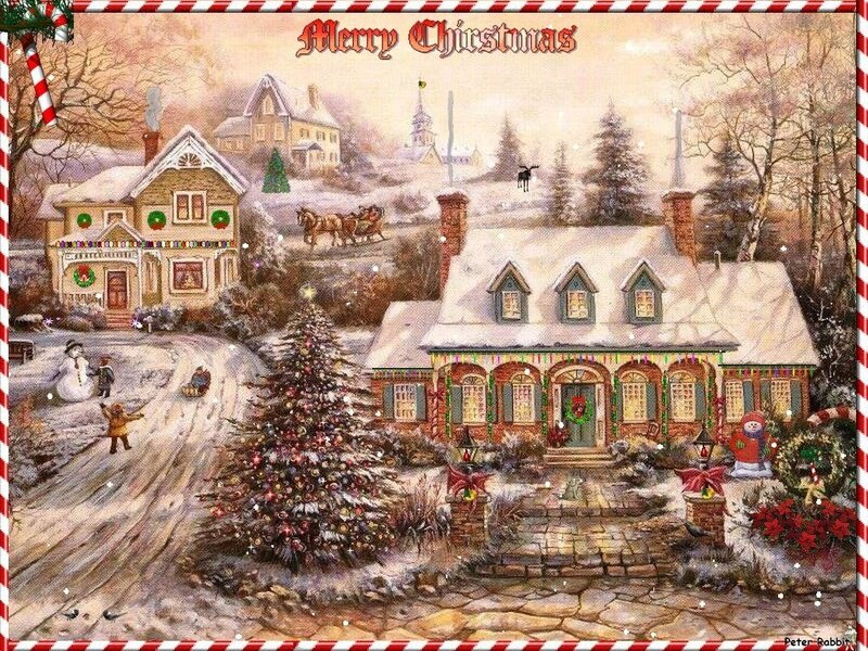Snow-covered Village Scene