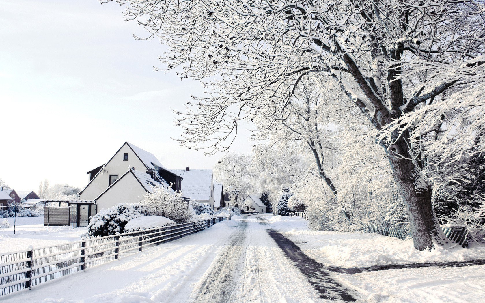 snow-covered village street