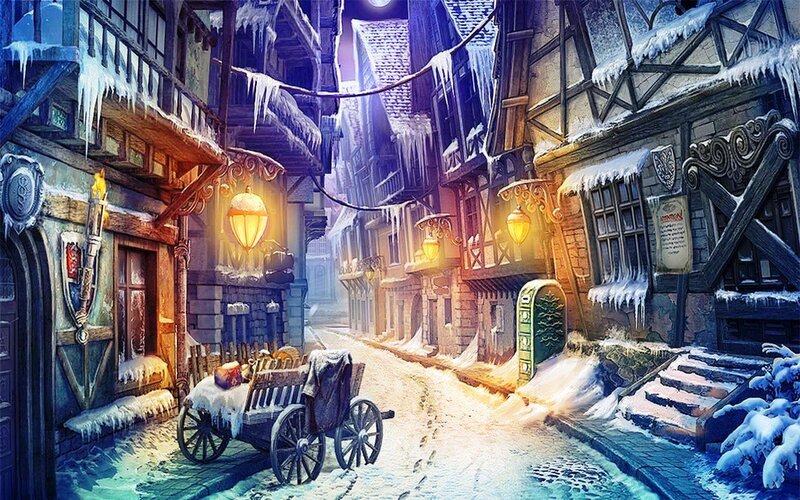 Snow-covered Village Street — White, Cold