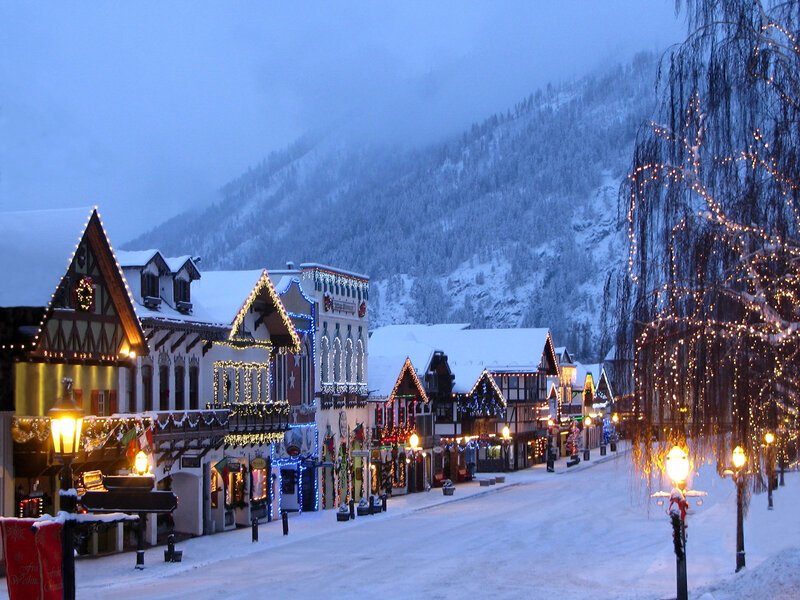 Snow-covered Village Street — White, Serene, Winter
