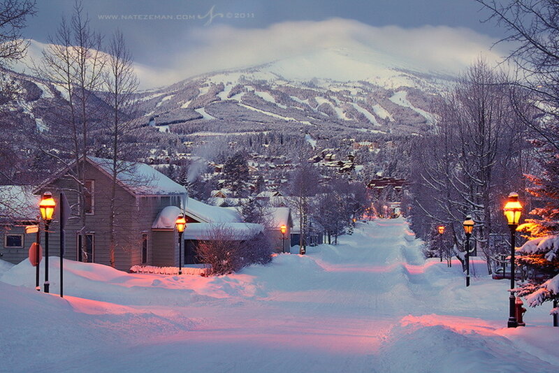 Snow-covered Village Street — White