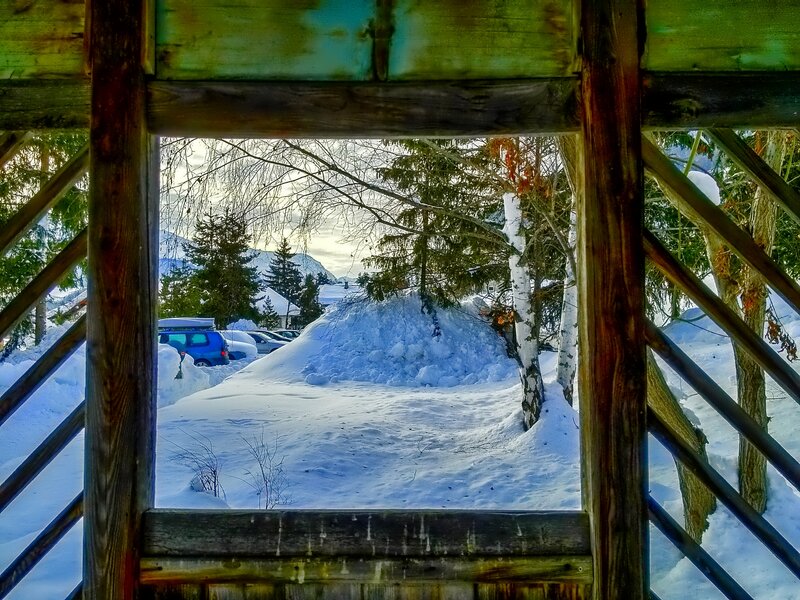 Snow-covered Village View