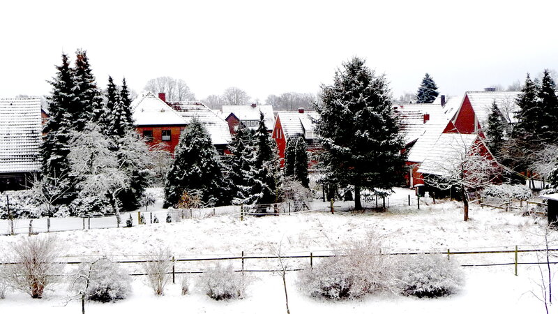 Snow-covered Village — White, Calm, Winter, Photograph