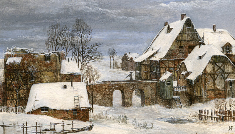 Snow-covered Village — White, Cold