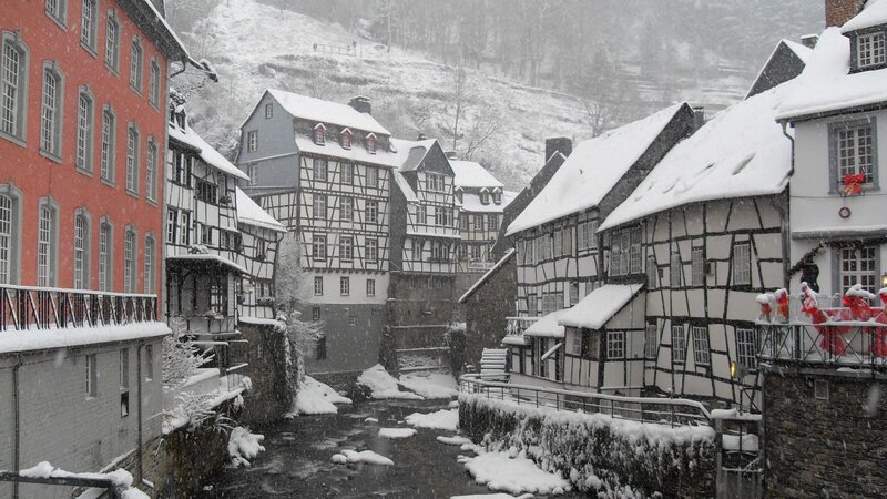 Snow-covered Village — White, Cold, Winter, Photograph, Buildings