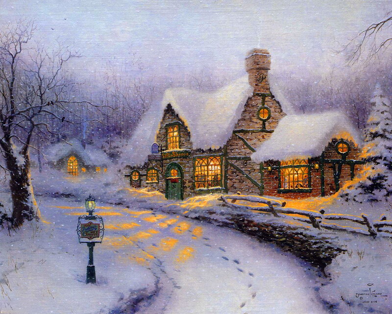Snow-covered Village — White, Cozy, Winter