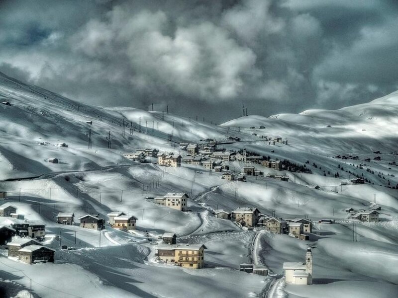 Snow-covered Village — White, Dramatic