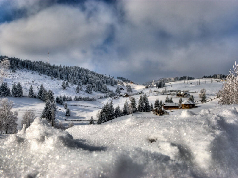 Snow-covered Village — White, Dramatic, Winter, Photograph