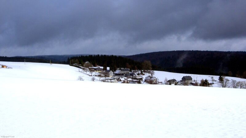 Snow-covered Village — White, Dreary